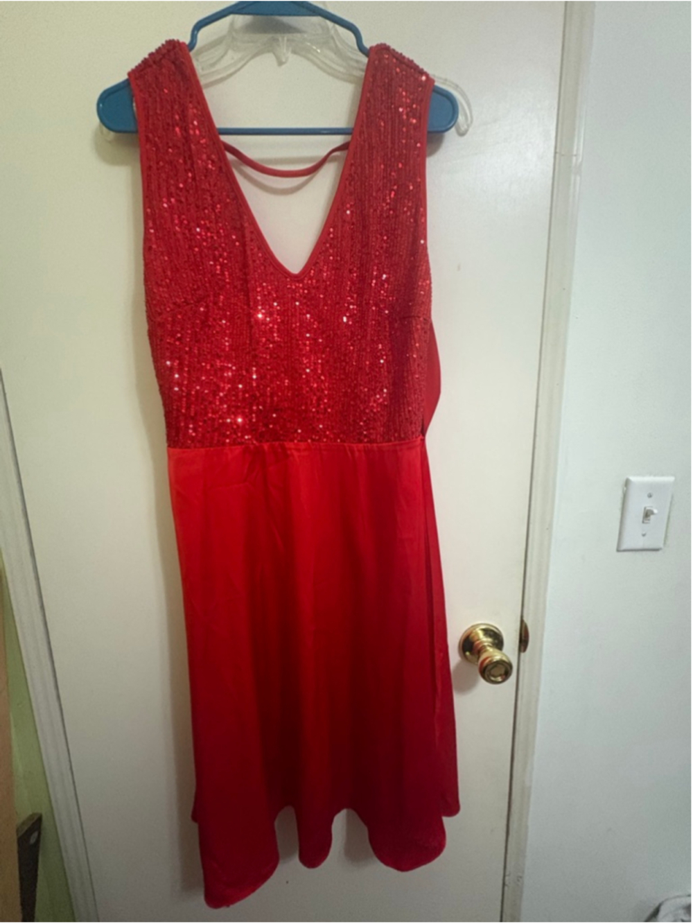 Women's SHEIN Red Sequin V-Neck Dress Plus Size XL